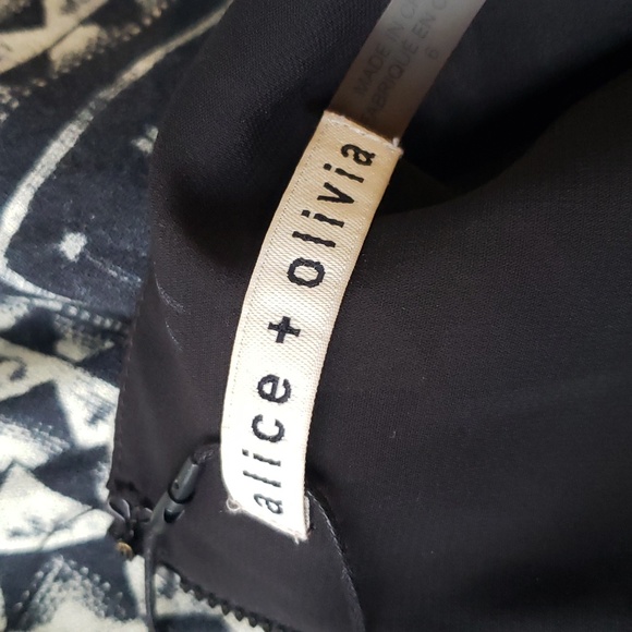 Alice + Olivia navy blue & cream summer dress w weighted lining - Picture 7 of 10